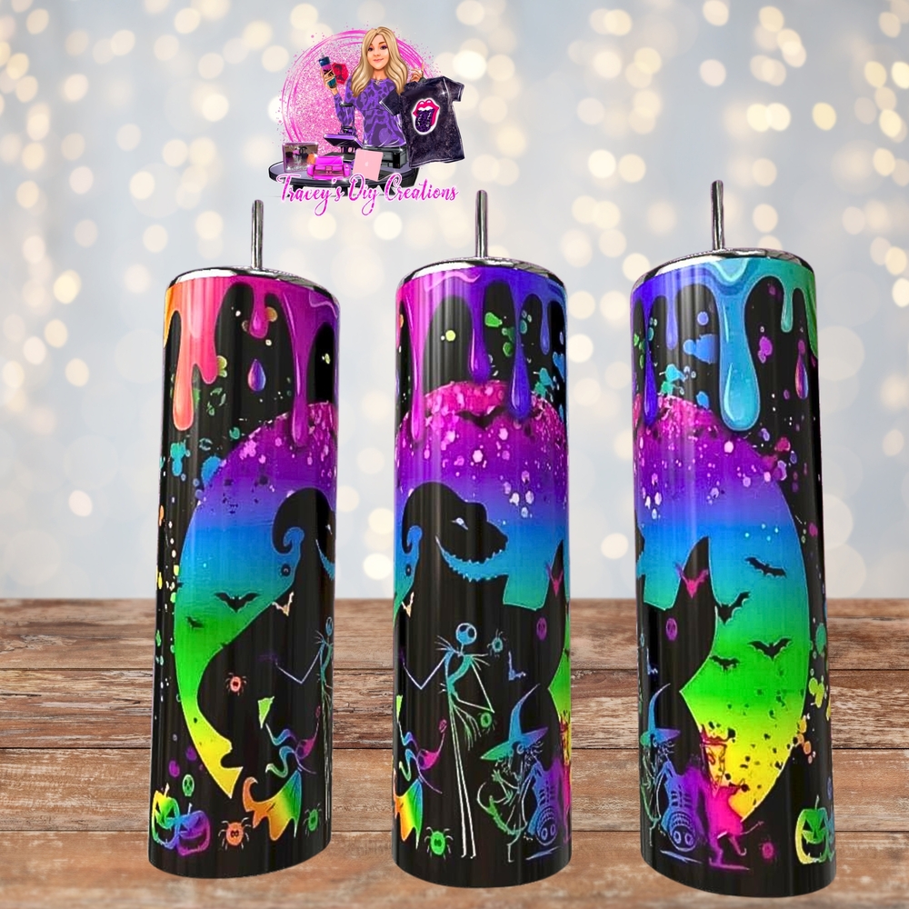 20 Oz Colorful Ghost Halloween Tumbler